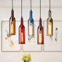 5-licht Vintage Industrieller Farbglas Pendelleuchte, Weinflasendesign Kreatischer Retro Chandelier für Café Loft Restaurant Kücheninsel Bar Esszimmer Bar