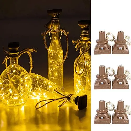 Solarbetriebene Weinbottillichter, 8er Pack, 20 LED Wasserdichte Solar-Fee-Lichter für Hochzeit Weihnachten, Feiertag, Garten, Terrassen-Tischdekoration (Warmweiß)