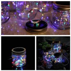 Vinkki Solar Mason Jar Lid Lights 8 Pack 30 Led Solar String Light Waterproof Fairy Hanging Lighting Solar Lids Jar Lights with 8 Hangers (No Jars) for Garden Patio Table Wedding Decor,Colorful