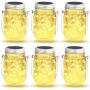 OxyLED 6 Pack Mason Jar Solar Lights, 40 LED Fairy Lights Solar Powered with Jars and Hangers, Waterproof Hanging Solar Lights Outdoor, Decorative Solar Lanterns for Home Garden Patio Party Wedding