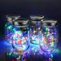 4er Pack Solar Mason Jar Lichter, 30 LEDs Hängende Solar Laternen Garten Dekoration Outdoor Lichter Warme Weiß für Tisch Dekoration Zauberkerzen für Garten Hochzeit Weihnachten Party (4er Pack Bunt)