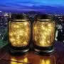 Solarleuchter aus Glasbehältern, 2er Set, 30 LED-Lichter, hängende Solar-Lichter, dekorative Solar-Lichter für Zuhause, Garten, Terrasse, Party, Hochzeit