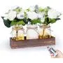 Lumières pour bocal Mason Fowecelt, plateau en bois rustique, fleurs artificielles de roses, décoration campagnarde rustique pour maison, idéal pour plantes aromatiques, table basse, salle à manger, salon, cuisine, jardin. Lumières pour bocal Mason Fowecelt, plateau en bois rustique, fleurs artificielles de roses, décoration campagnarde rustique pour maison, idéal pour plantes aromatiques, table basse, salle à manger, salon, cuisine, jardin.