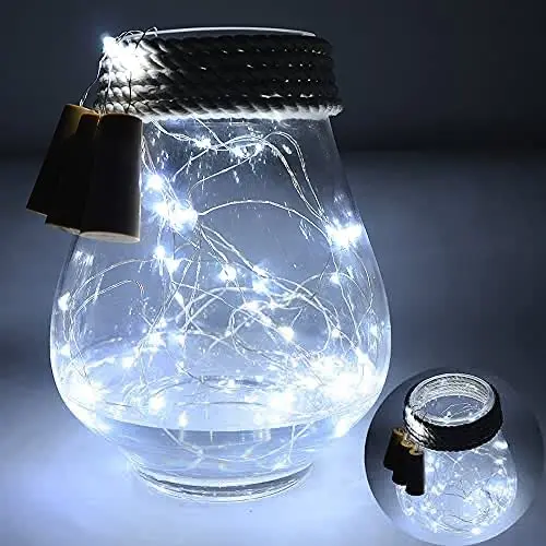 Solarwein-Flaschen-Lichter, 6er-Set, 39 Zoll, 10 LEDs, Ultraheller Kupferdraht Sterne LED Lichter für Solarwein-Flaschen-Lichter (Flasche nicht enthalten) (Weiß)