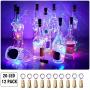 Wein-Flaschen-Lichter 12er-Set mit 20 LEDs, Kork-Lichterkette mit Schraubendreher, batteriebetrieben, für Party, Hochzeit, Weihnachten, Halloween, Bar, Gläser-Dekoration, farbig.