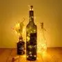 SODELIC Korken-Lichter für Weinflaschen, 10er-Set, 2,0 m (6,5 ft) mit 20 LEDs, wasserdicht, batteriebetrieben, silberne Draht-Lichterketten für Spirituosenflaschen, Basteln, Party, Halloween, Weihnachten, Bar Dekoration, warmweiß…