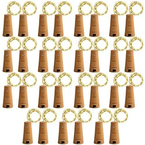 Lvyinyin 20 Stück Kupferdraht-Fairy Lights, 6,6 V Batteriebetriebene Flexible Sterne Lichter für DIY Weihnachten, Halloween Hochzeit und Party Dekoration, Warmweiß