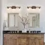 Bathroom Light Fixtures, 3-Light Farmhouse Mason Jar Lights, Rustic Vanity Lights with Black and Shallow Wooden-Grain Finish (21.5” L×5.5” W×8”H) Bathroom Light Fixtures, 3-Light Farmhouse Mason Jar Lights, Rustic Vanity Lights with Black and Shallow Wooden-Grain Finish (21.5” L×5.5” W×8”H)
