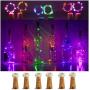 LoverNite Weinflaschen-Lichter mit Korken, 6er-Set, Batteriebetriebene 15 LED Korkform Silberdraht Farbige Mini-Farbkugellichter für DIY, Party, Dekoration, Weihnachten, Halloween, Hochzeit (Gemischte Farben)