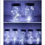 6er Pack Mason Jar Laternen, 10 LED Solar Kaltweiß Feenlaternen Deckel für Einsetzfenster für Garten, Terrasse, Party, Hochzeit, Weihnachten – Dekorative Beleuchtung für Regular Mouth Gläser
