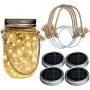 Homeleo 4 Set Waterproof Solar Mason Jar String Lights Lids with Handmade Country Style Burlap Hangers for Garden Backyard Outdoor Christmas Decoration(Jars Not Included)