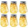 Guirlandes Solaires en Bocal Mason, 6 Pièces, 30 LED, avec Suspentes, Guirlande Lumineuse Solaire Miniature pour Noël, Patio, Jardin, Terrasse, Jardin, Gazon
