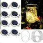 Solar-Mason-Jar-Lichter, 8er Pack mit 30 LEDs, Sternen-Feenlicht-Glühwürmer-Laternen für Außen, Terrasse, Garten, Hof, Hochzeit, 8 Hängevorrichtungen (Gläser nicht enthalten) (Warmweiß)