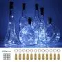 LED Weinleuchten mit Korken – KOLANDY 12er Pack 20 LED Akkubetriebene Mini Lichterkette für DIY, Party, Dekoration, Hochzeit, Halloween, Weihnachten (Kaltweiß)