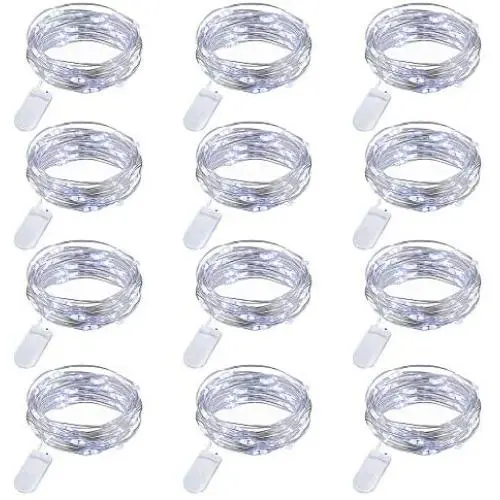 Yoaky 12 Pcs Wine Bottle Lights with Cork Starry Fairy Lights Battery Operated, 7.2ft 20LED Battery Operated Starry Lights for DIY Christmas Halloween Wedding Party Indoor Outdoor (12 Pcs-Cool White)