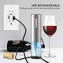 Cokunst Electric Wine Opener with Foil Cutter, Battery Powered Automatic Wine Corkscrew, One-click Button Electric Corkscrew Rechargeable Wine Bottle Openers with LED light for Home Party Restaurant