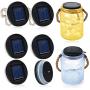 6 Pack Mason Jar Lights, 4 White Solar Lids Lights and 2 Warm White Solar String Lights with Hanging Rope (NO Jars), Solar Lights Replacement Top for Outdoor Hanging Lanterns,Silicone Edge 3.15 in