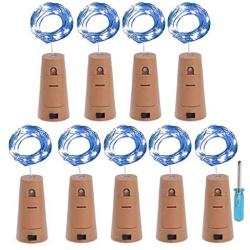 LRCXL 9 PCS Wine Bottle Cork String Lights - 18inch/ 47cm 10 LED Silver Wire Lights Starry LED Lights for Bottle DIY, Halloween Party, Christmas, Wedding Decoration (Blue)