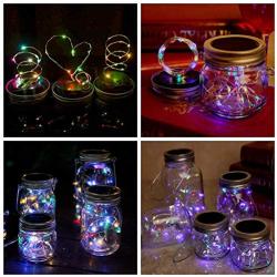 KZOBYD 6 Pack Mason Jar Lid Solar Waterproof Fairy Starry Firefly Lights for Regular Mouth Mason Jar Lantern on Patio Yard Pathway Festivals Home Decor(Jars Not Included)(6, Colorful)