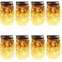 Solar Mason Jar Hängeleuchten, 8er Set mit 30 LEDs (Haken & Gläser inklusive) Solar Laternen Tischleuchten, Outdoor Gartenlampe Dekoration für Terrasse Garten, Hof, Boden, Treppe und Terrasse