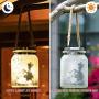 2 Pack Solar Outdoor Lights Hanging Jar Solar Lantern Fairy Outdoor Waterproof Decorative LED String Lights for Garden (Fairy)