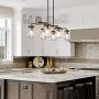 Mason Jar Chandelier, 6-Light Kitchen Island Lighting, 27.5& Farmhouse Chandelier for Dining Room with Glass Shades