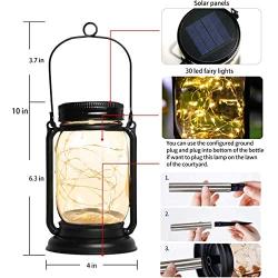 ZYLIWOO Solar Mason jar Light,Hanging Solar Lanterns,Outdoor Waterproof,for Lawn Patio Garden, Yard and Christmas Decoration