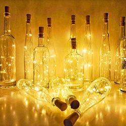 Cooo 2 Lamp Sets Wine Bottle Lights with Cork 20Led,6pre-Installed Battery, LED Fairy Lights Battery Operated DIY Room Party Christmas Halloween Wedding Birthday Dinner Bar Decor -Warm White