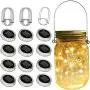 Guirlandes Lumineuses Solaires en Mason Jar, 12 Pièces, 30 LED, avec 12 Supports et 3 PVC. Décoration Idéale pour Courtyard, Jardin, Patio, Jardin, Famille, Fête, Anniversaire, Mariage. (Pas de Pots) Lumière Chaude.