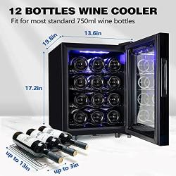 12 Bottle Wine Cooler Refrigerator,Wine Fridge Freestanding with Lock & Digital Temperature Control Fridge Glass Door,Mini Wine Cabinet for Red, White, Champagne or Sparkling