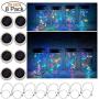 Cynzia Solar Mason Jar Lid Lights, 8 Pack 20 LED Waterproof Fairy Star Firefly String Lights with (8 Hangers Included,Jars Not Included), for Mason Jar Table Garden Wedding Party Decor (4 Colors)