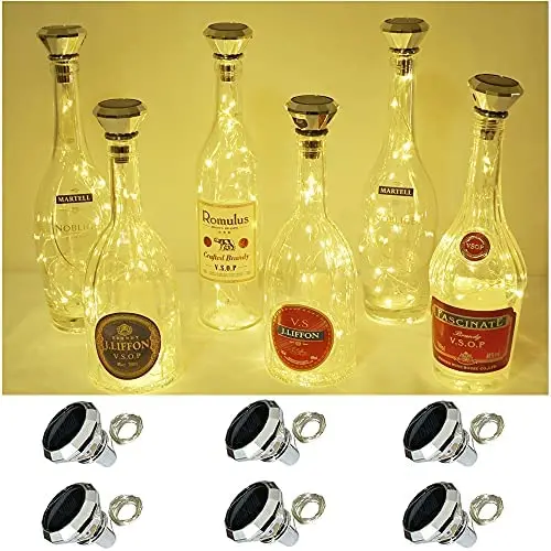 Solar Wine Bottle Lights, 6 Pack Solar Diamond Cork Lights(Bottle NOT Include), 20LEDs String Fairy Lights Waterproof Outdoor Lights for Wedding Holiday Garden Patio Pathway Decorative(Warm White) Solar Wine Bottle Lights, 6 Pack Solar Diamond Cork Lights(Bottle NOT Include), 20LEDs String Fairy Lights Waterproof Outdoor Lights for Wedding Holiday Garden Patio Pathway Decorative(Warm White)