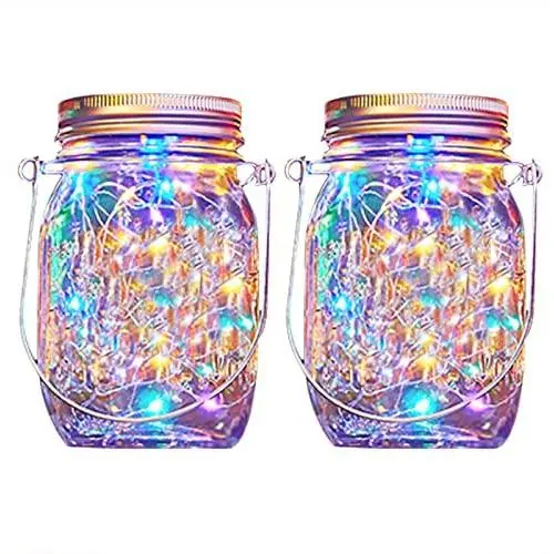 XVZ Solar Mason Jar Lid Lights 2er Pack, 20 LED Lichterkette, IP65 Wasserdicht für Garten, Terrasse, Party, Hochzeit, Weihnachten Dekorbeleuchtung (Multicolor)