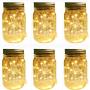 Mason Jar Solar Lights Lanterns, 6 Pack 30 LEDs Fairy Firefly Led String Lights with Glass Mason Jar,for Garden Patio Outdoor Solar Powered Hanging Lanterns(Jars & Hangers Included)