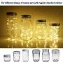 SmilingTown Mason Jar Lid Solar String Lights, Warm White 6 Pack 20 LED Waterproof Hanging Fairy Starry Lighting for Regular Mouth Jars Patio Wedding Lantern Table Decor (Warm White)