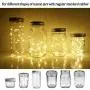 Solar String Lights mit Mason Jar Deckel, Warme Weiß, 6er Pack, 20 LED, Wasserdicht, Hänge-Fairy-Sternbeleuchtung für Standard-Mason-Jars, für Patio, Hochzeit, Laternen, Tischdeko (Warme Weiß)