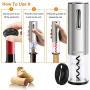 Electric Wine Opener, Gokilife Wine Bottle Corkscrew Opener with Foil Cutter, One-click Button Rechargeable Wine Bottle Openers with LED Light for Home Party Restaurant (Silver)