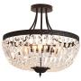 YYJLX 5-Light E26 Crystal Ceiling Light Fixture ,  Modern Semi Flush Mount Chandelier , Pendant Lighting for Living Room Dining Room Kitchen Hallway  Bedroom Laundry Bathroom（Black）