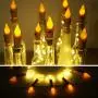 Decorman Weinflaschen Korkleuchten mit Kerzenflamm 10er Pack 20 LED Warme Weiß Batteriebetriebene Kupferdraht Sterne Lichter Mini Funkeln Lichter für Party, Hochzeit, Weihnachten, Halloween (Warme Weiß)