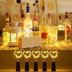 Wine Bottle Lights with Cork, Fulighture 6.6FT 20 LED Copper Wire String Light, Battery Operated Mini Fairy String Light for Liquor Bottle Crafts DIY Party Wedding Decoration, Warm White, 5 Pack