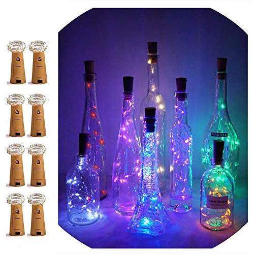 LoverNite Weinvorrats-Lichter mit Korken, 8er Pack, Batteriebetriebene 15 LED Kork-Form Silberdraht Farbige Fee Mini Lichterketten für DIY, Party, Dekoration, Weihnachten, Halloween, Hochzeit (Mehrfarbig)
