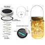 30 Led Solar Mason Jar Lid Lights,6 Pack Waterproof String Fairy Star Firefly Jar Lids Lights with 6 Hangers, Best for Mason Jar Decor, Patio Wedding Christmas Party Indoor/Outdoor(Warm White)