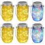 Solar Mason Jar Lights 6 Packs 30 LEDs Fairy String Lights Solar Powered Outdoor Waterproof Mason Jars Hanging Mason Jar Solar Lights Table Decor for Patio Christmas, Garden, Wedding, Yard and Lawn