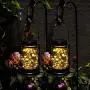 Ostritec 2er Set Hängende Solar Glasbehälter Laternen, 30 LED Glühbirnen Solar Garten Laternen, Retro Design, Wasserdicht, Ideal für Garten- und Weihnachtsdekoration (Warmer Weißton)