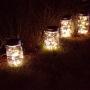 4er Pack Warmweiße 20 LED Solar Mason Jar Lichtdeckel mit Hängern für Regular Mouth Mason Jar Outdoor Garten Weihnachts Halloween Dekoration (Gläser nicht enthalten)