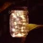 Homeleo 4 Pack 20 Led Warm White Waterproof Solar Mason Jar Light Lid with Hangers for Regular Mouth Mason Jar Outdoor Garden Backyard Christmas Halloween Decoration(Jars Not Included)