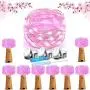 Wein-Glühbirnen-Lichter, Kork-Lichter, batteriebetriebene Laternen, 8er-Set, 20 Mini LED-Glühwürmchen, Sternen-Lichterketten, 7Ft Silberdraht für Hochzeit, Schlafzimmer, Party, Bar Dekoration - Rosa