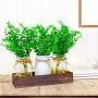 Hooqict Beleuchtete Blumen-Rustikale Glasvasen Mittelstücke Dekoratives Holztablett mit 3 Bemaltem Glasvasen und Fernbedienung LED-Fairy Lights Mason Jar Mittelstück mit Eukalyptus für Wohnzimmer, Küche, Schlafzimmer, Kräuterpflanzen, Couchtisch Dekoratio