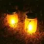 Solar Flammen Laternen, 6er-Set, Flickerglow Solarbetriebene Glasbehälter Laternen für Outdoor-Hängelampen, Wasserdicht, Tanzende LED-Flammen für Garten, Terrasse, Wegbeleuchtung