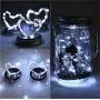 Lumières Mason Solaires - Guirlande Mason Solaires 30 LEDs avec Couvercle, Guirlandes Étoiles Luciole Extérieures Waterproof pour Patio Jardin Mariage Décor (Blanc Froid)(10 Pièces)